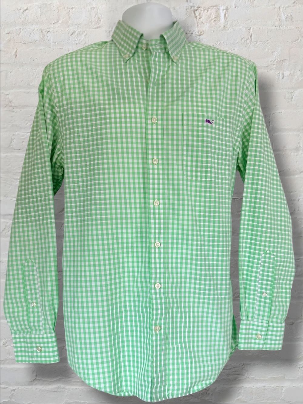 Vineyard Vines Tucker Shirt Men’s Medium Slim Fit Green Gingham Cotton